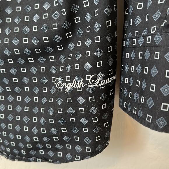 English Laundry Geometric Print Long Sleeve Button Up Dress Shirt Black New Sz L - Picture 13 of 14